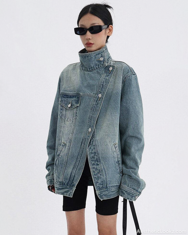 Asymmetrical Denim Jacket