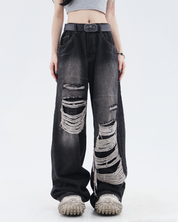 Baggy Black Distressed Jeans