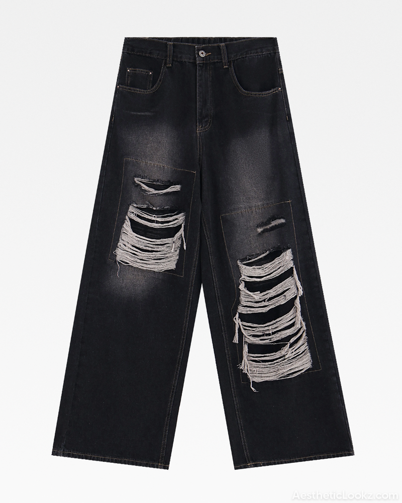 Baggy Black Distressed Jeans