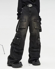 Black Baggy Cargo Jeans