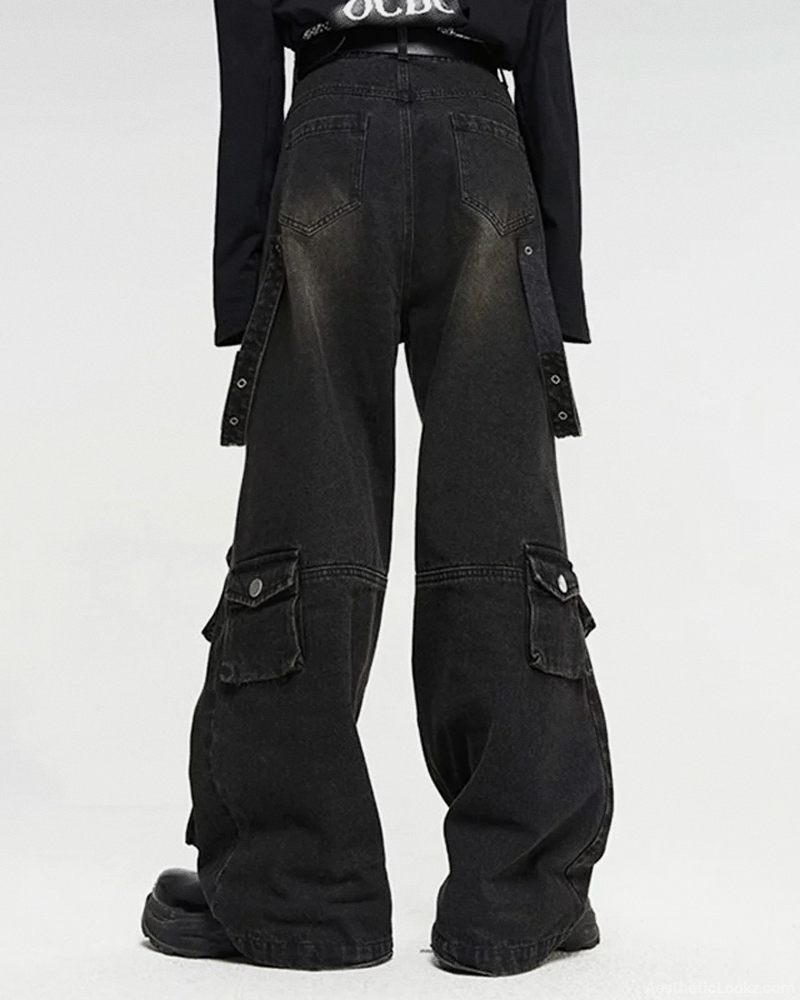 Black Baggy Cargo Jeans