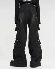 Black Baggy Cargo Jeans