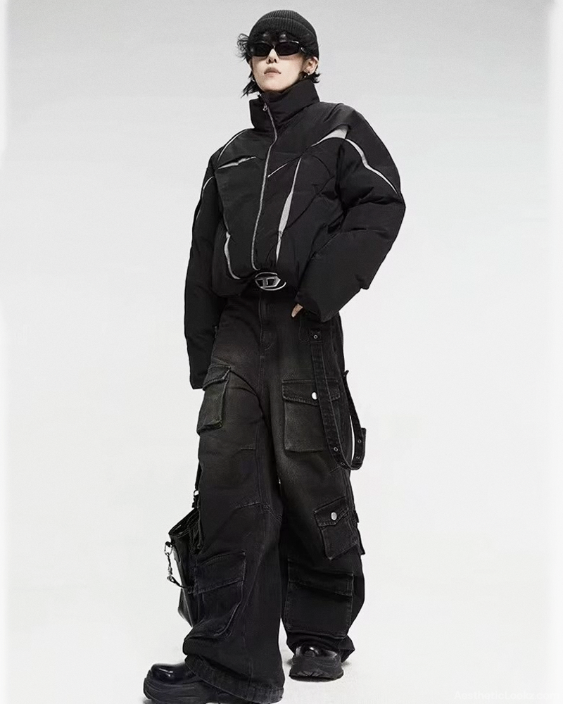 Black Baggy Cargo Jeans