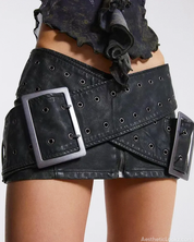 Black Belted Mini Skirt