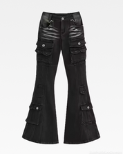Black Cargo Flare Jeans