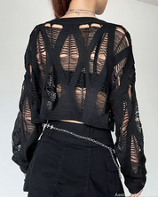 Black Distressed Knit Sweater