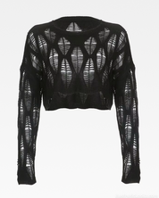 Black Distressed Knit Sweater