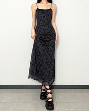 Black Floral Slip Dress