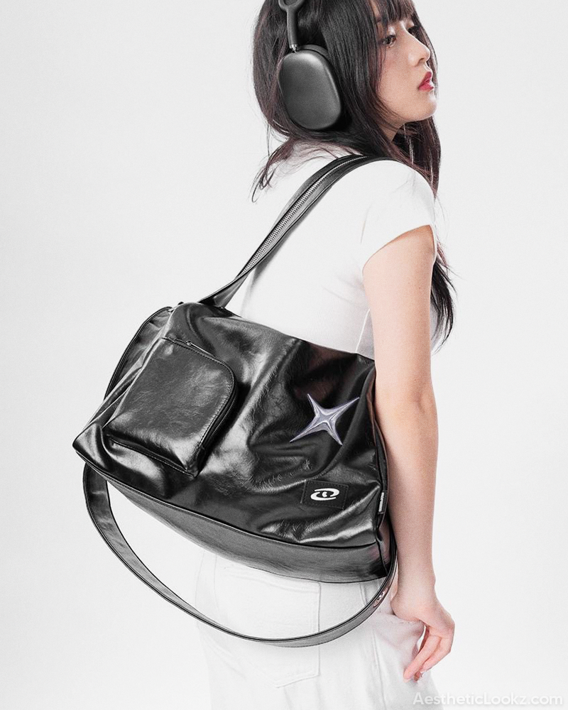 Black Leather Bag Y2K