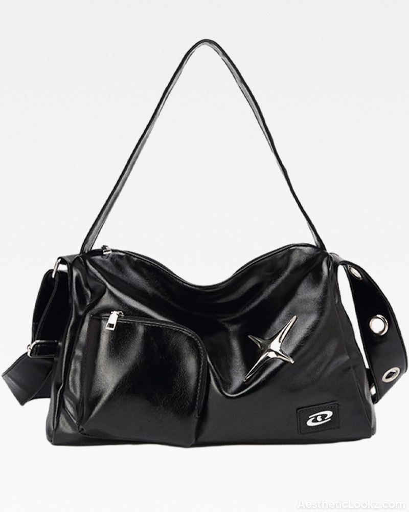 Black Leather Bag Y2K