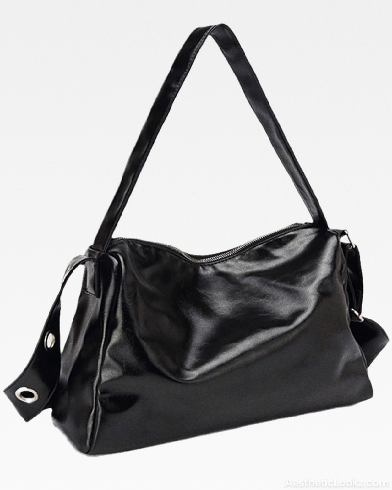Black Leather Bag Y2K