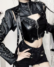 Black Leather Bolero Jacket