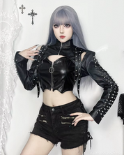 Black Leather Bolero Jacket