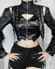 Black Leather Bolero Jacket