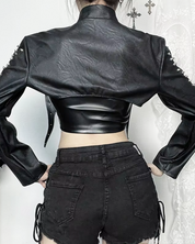 Black Leather Bolero Jacket