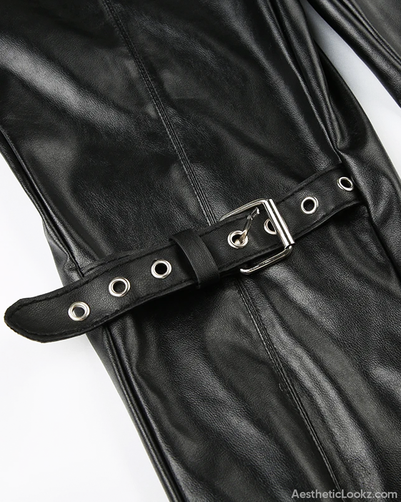 Black Leather Flare Pants