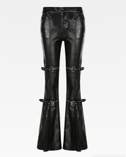Black Leather Flare Pants