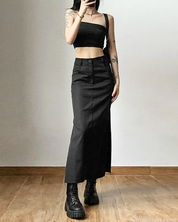 Black Maxi Skirt With Side Slits