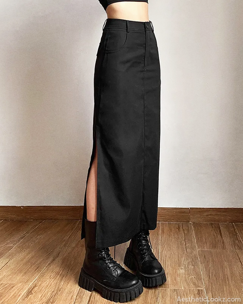 Black Maxi Skirt With Side Slits