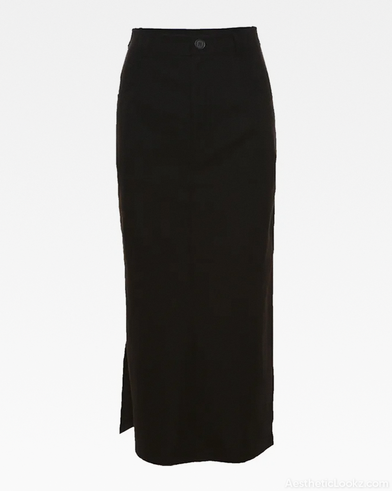 Black Maxi Skirt With Side Slits