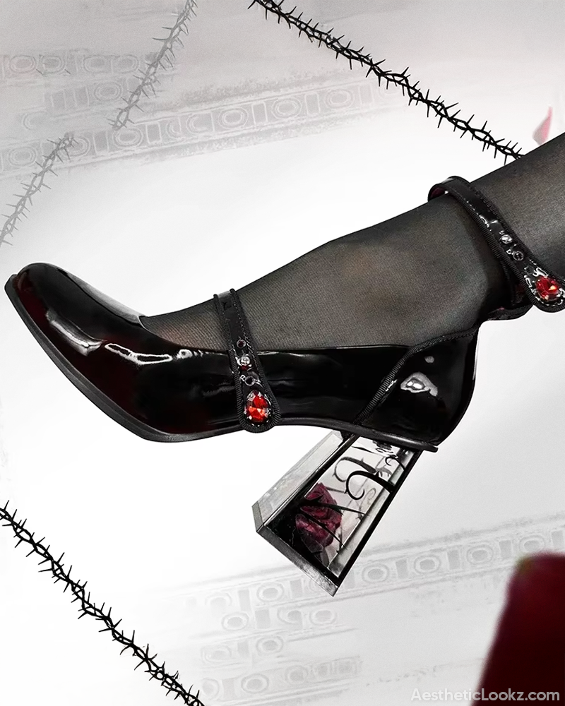 Black Patent Mary Jane High Heels