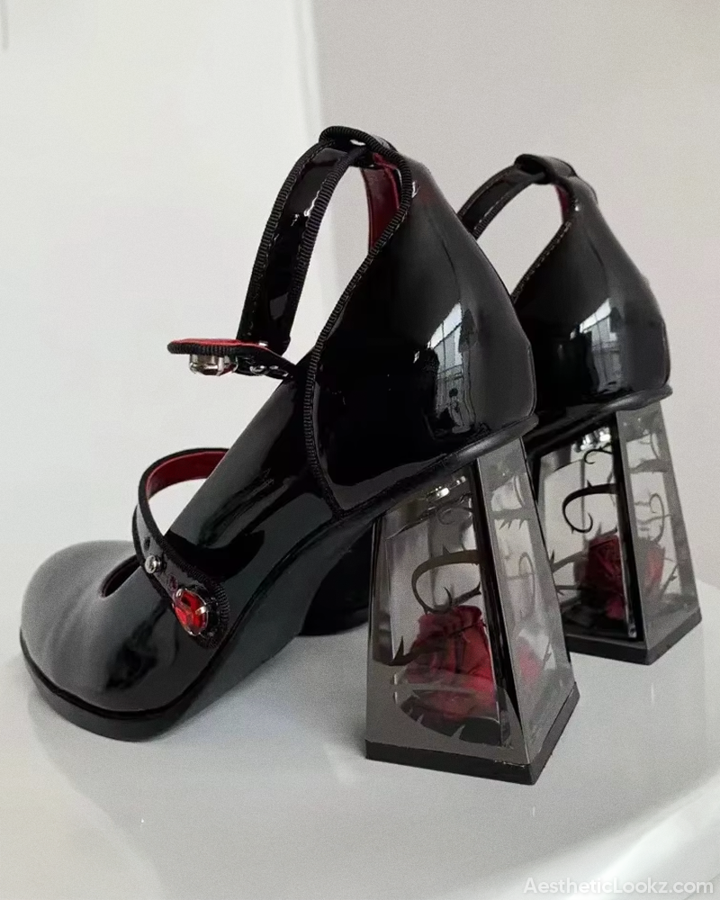 Black Patent Mary Jane High Heels
