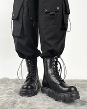 Black Platform Combat Boots