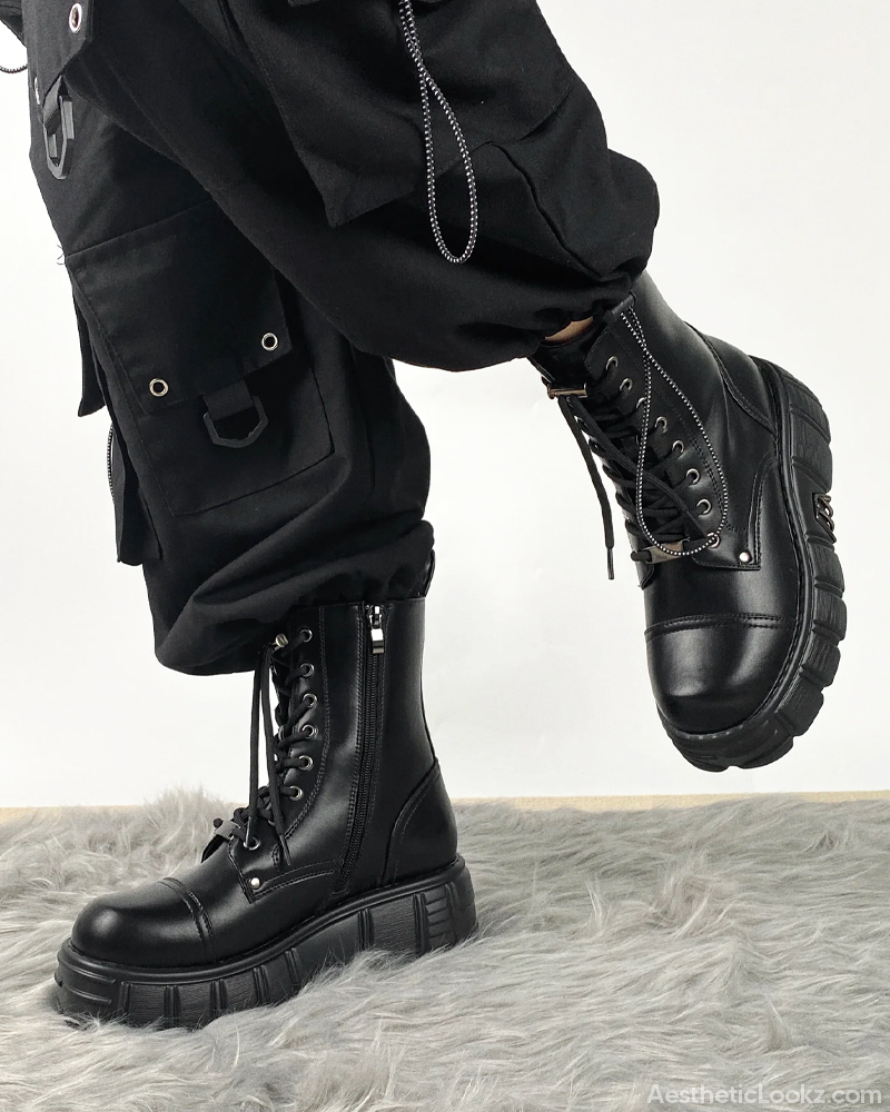 Black Platform Combat Boots