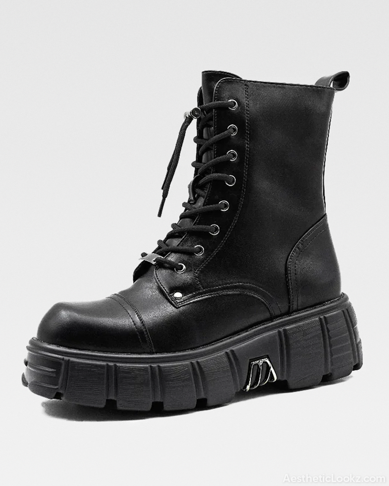 Black Platform Combat Boots