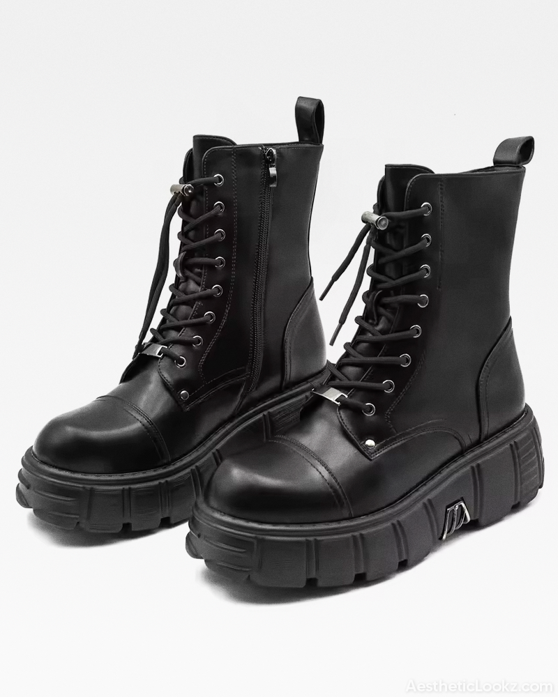Black Platform Combat Boots