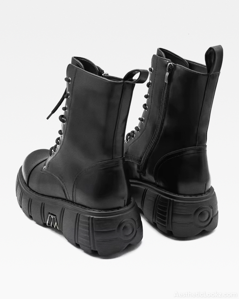Black Platform Combat Boots