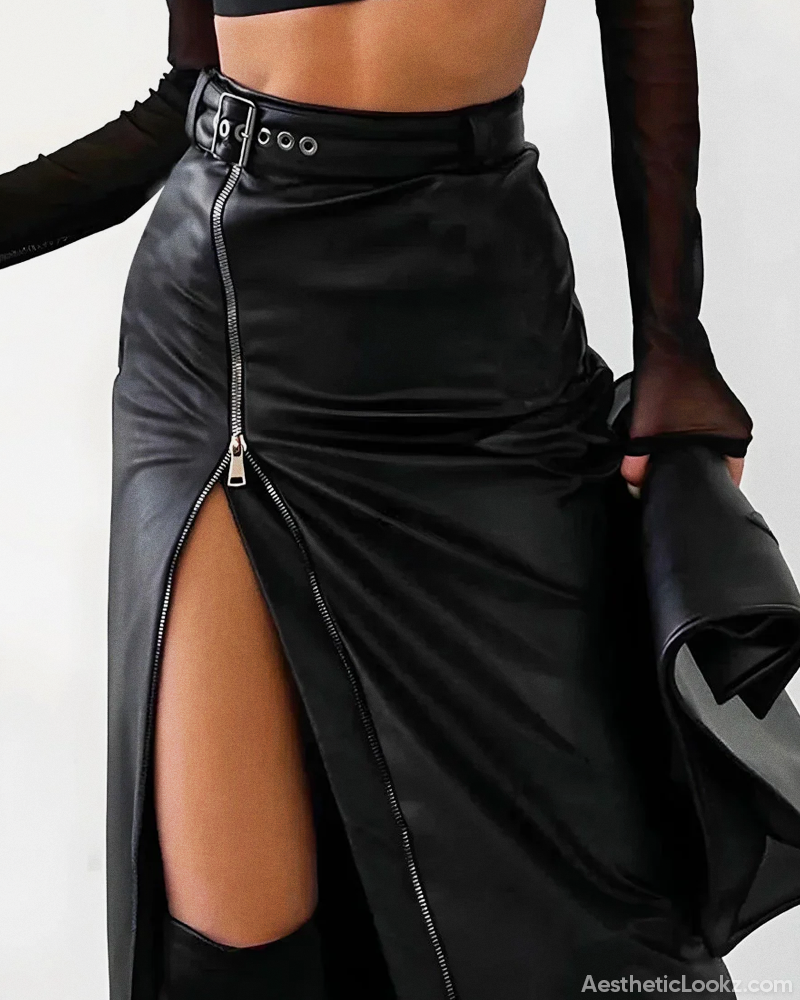 Black Zip Up Pencil Skirt