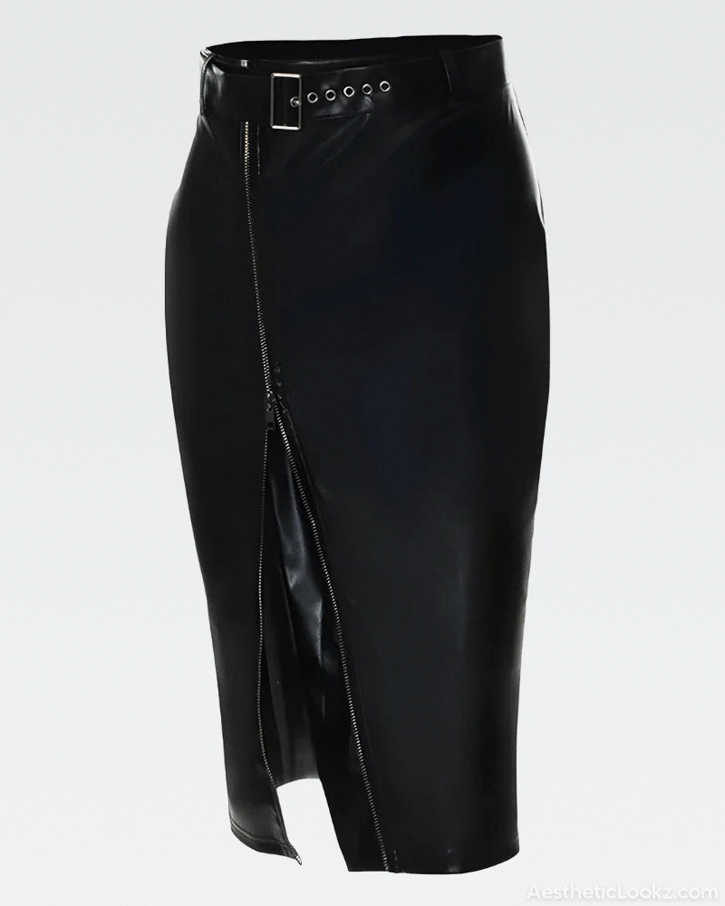 Black Zip Up Pencil Skirt