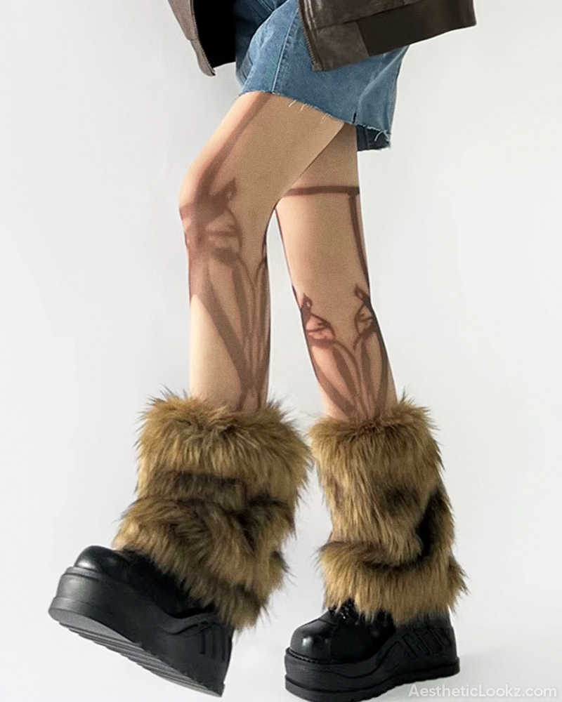 Brown Fur Leg Warmers