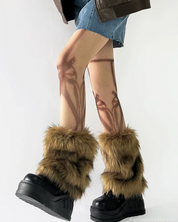 Brown Fur Leg Warmers
