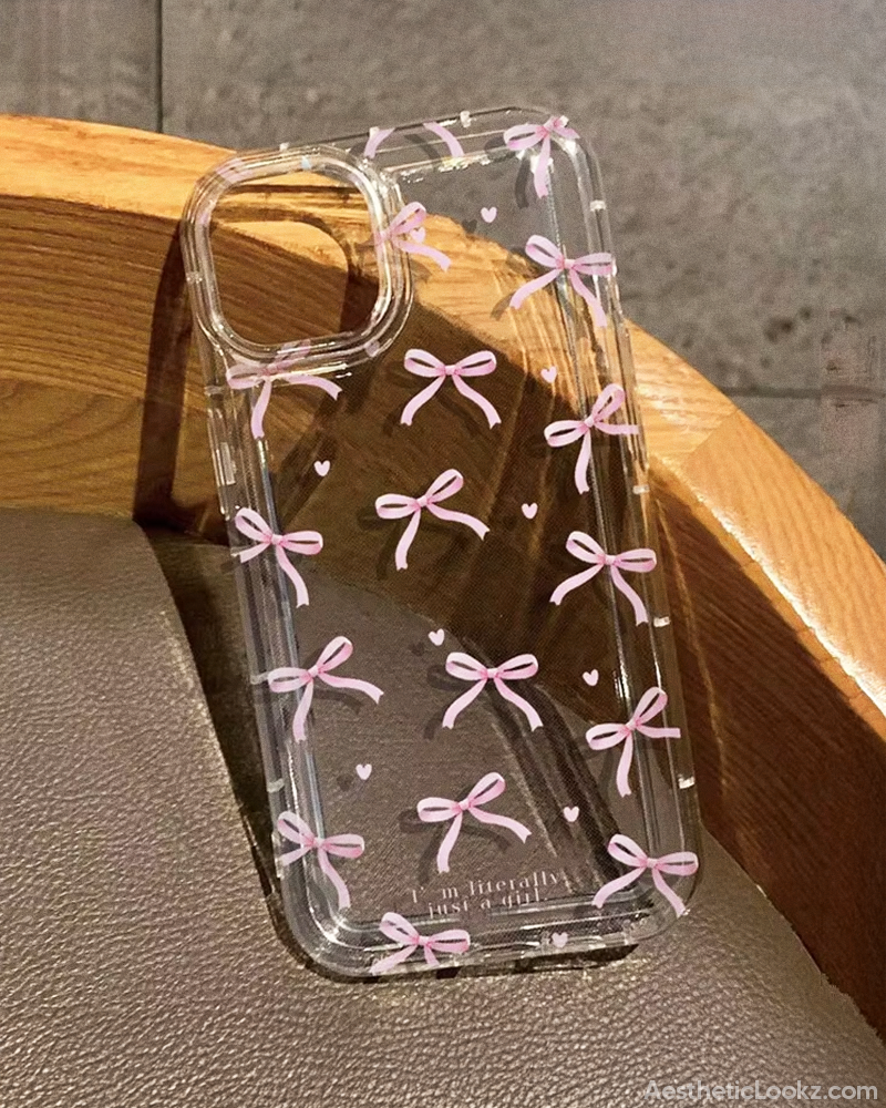 Clear Pink Bow Phone Case