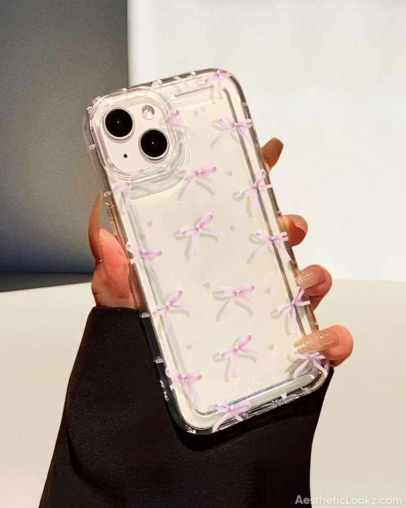 Clear Pink Bow Phone Case
