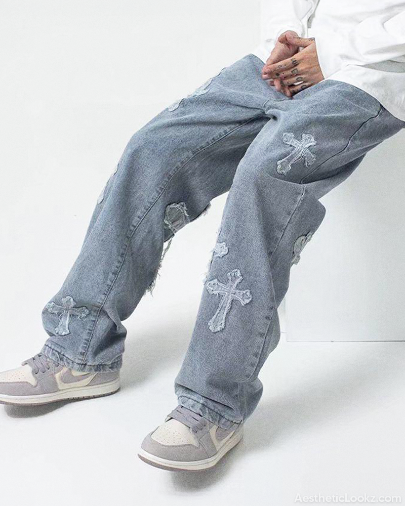 Cross Patchwork Jeans