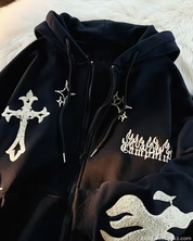 Cross Zip Up Hoodie