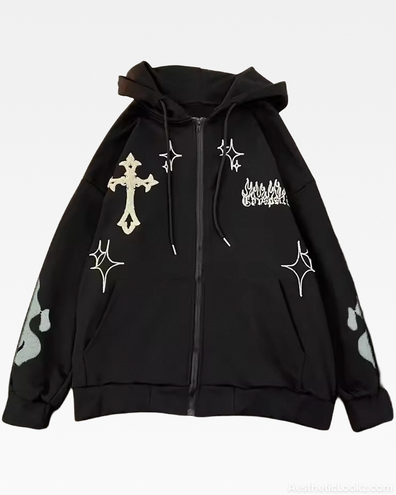 Cross Zip Up Hoodie