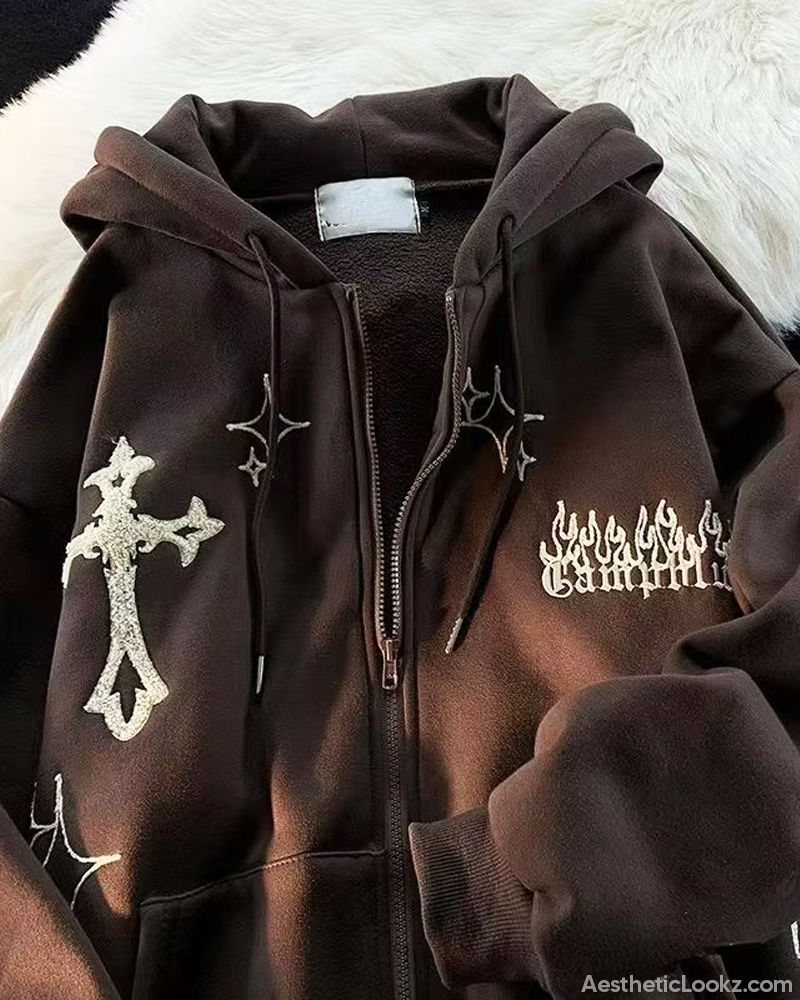 Cross Zip Up Hoodie