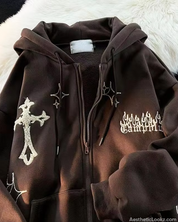 Cross Zip Up Hoodie
