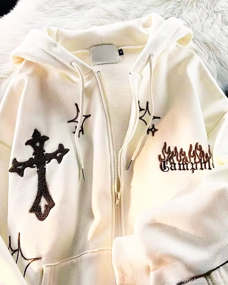 Cross Zip Up Hoodie
