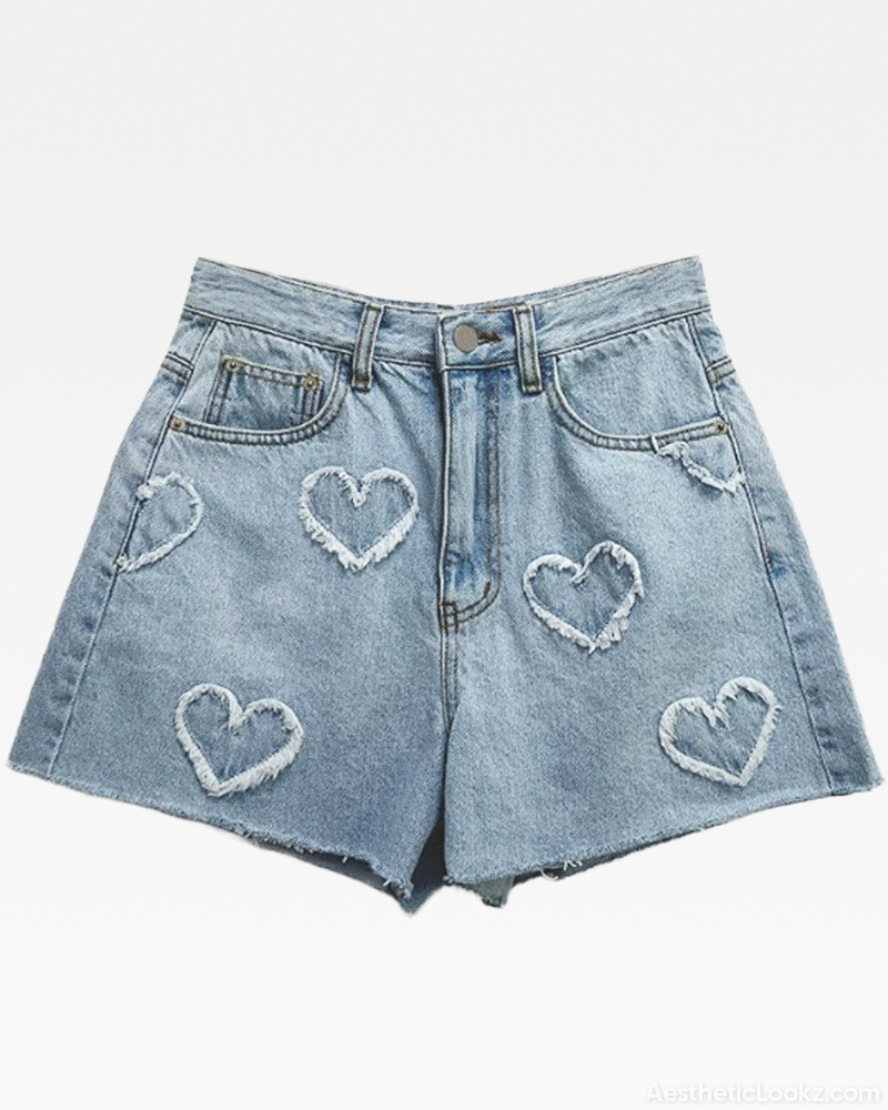 Denim Heart Shorts