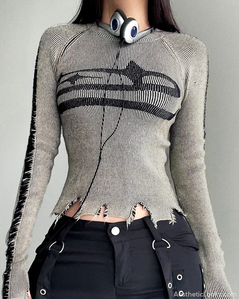 Distressed Top Long Sleeve