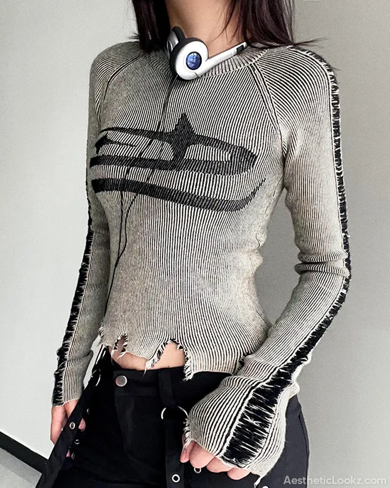 Distressed Top Long Sleeve