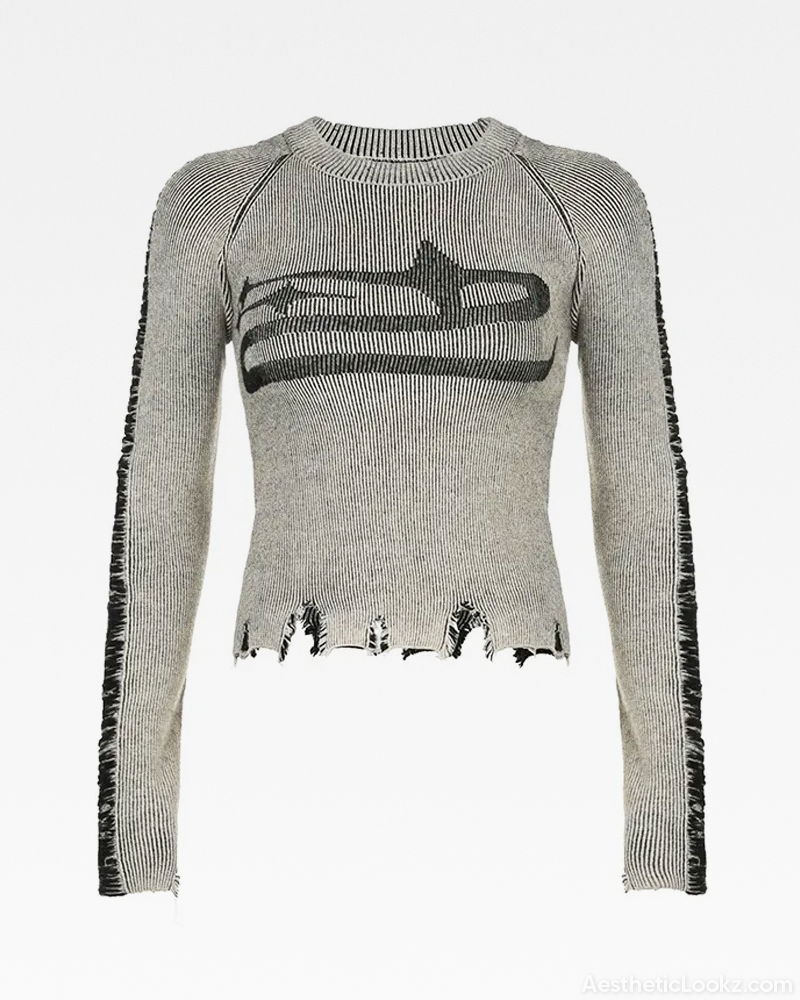 Distressed Top Long Sleeve