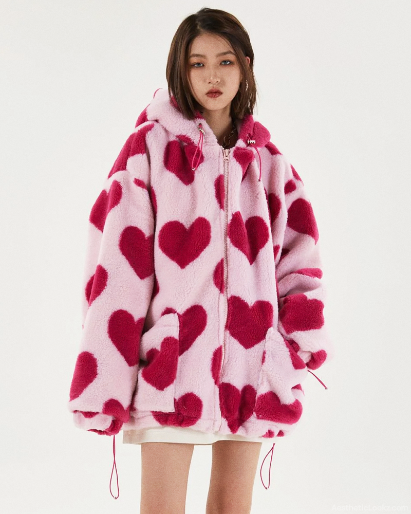 Fluffy Pink Heart Jacket