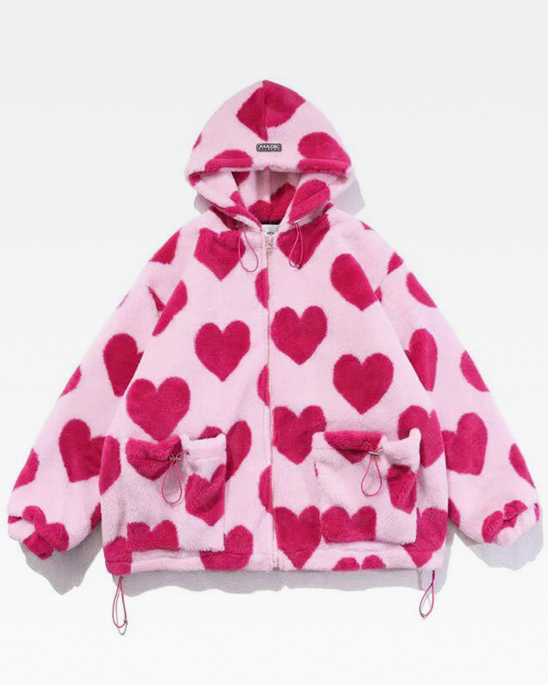 Fluffy Pink Heart Jacket