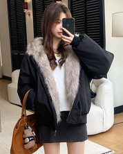 Fur Hood Jacket Y2K
